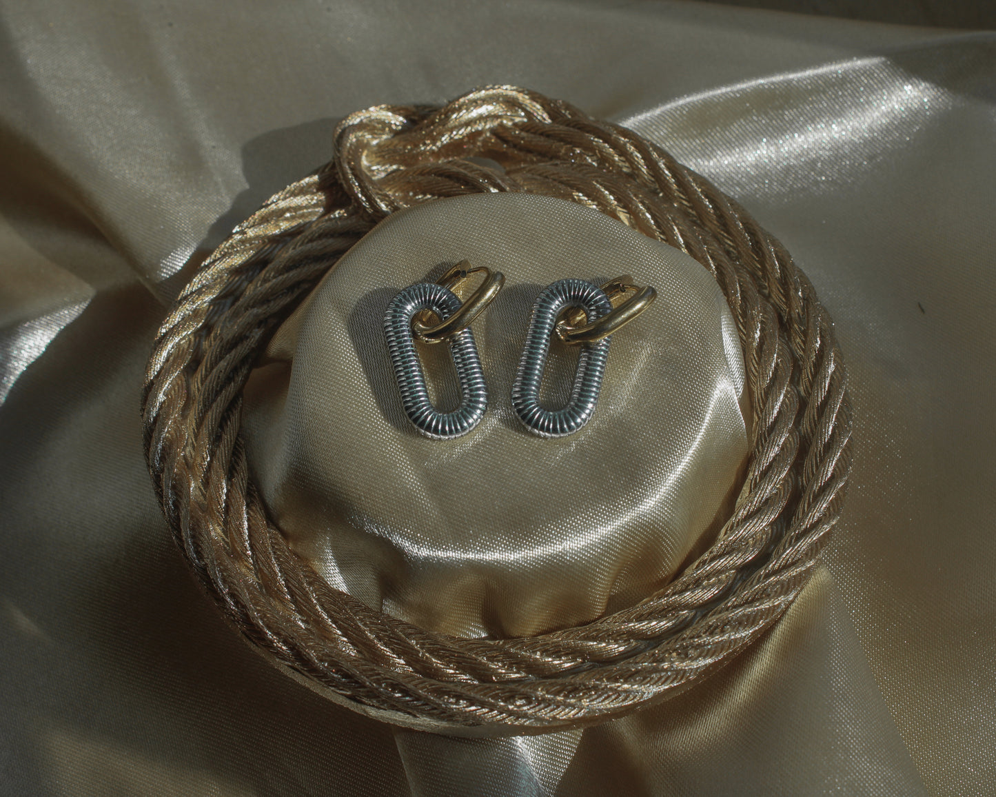 The Accordian Silver and Gold Earrings