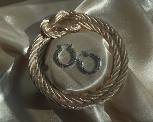 The Bejewled Hoop Earrings - Silver