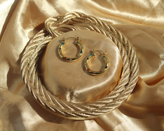 The Bejeweled Hoops - Gold