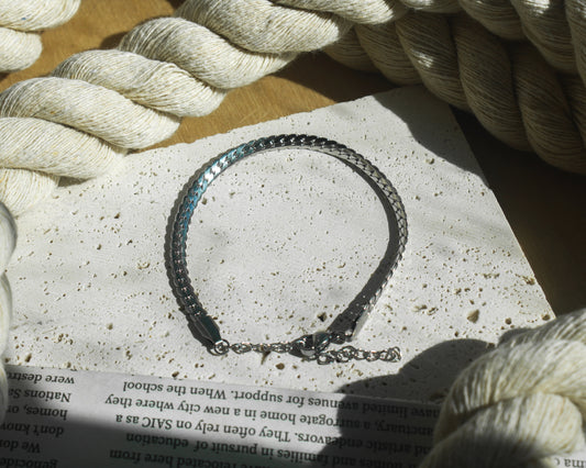 The Flat Braided Bracelet - Silver