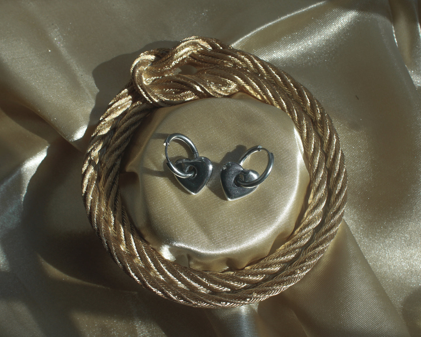 The Heart & Hoop Earrings - Silver