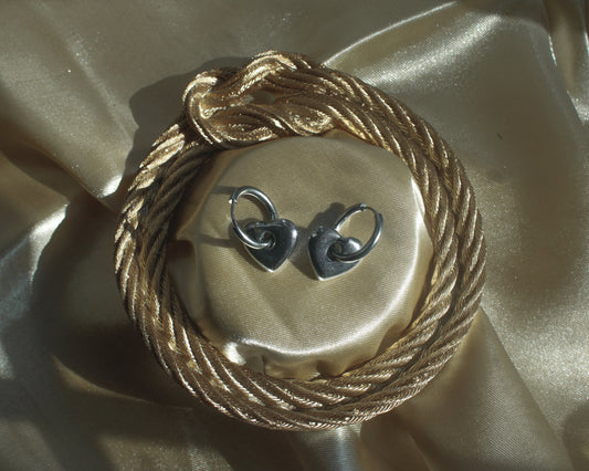 The Heart & Hoop Earrings - Silver