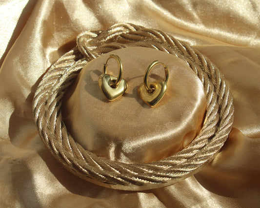 The Heart Hoop Earrings - Gold