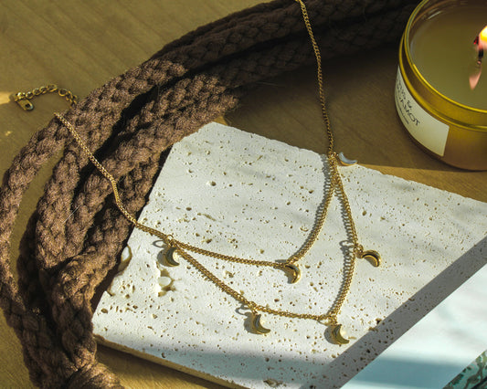 The Layered Moon Necklace - Gold