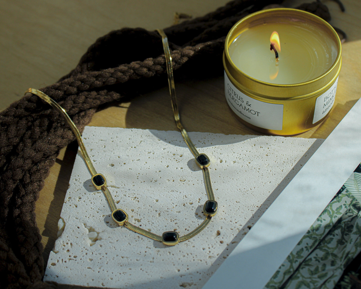 The Multi-Jewel Black Necklace - Gold