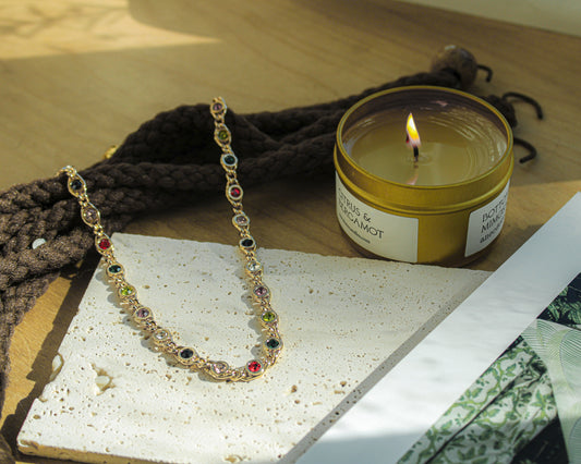 The Multi-Colored Jewel Necklace - Gold
