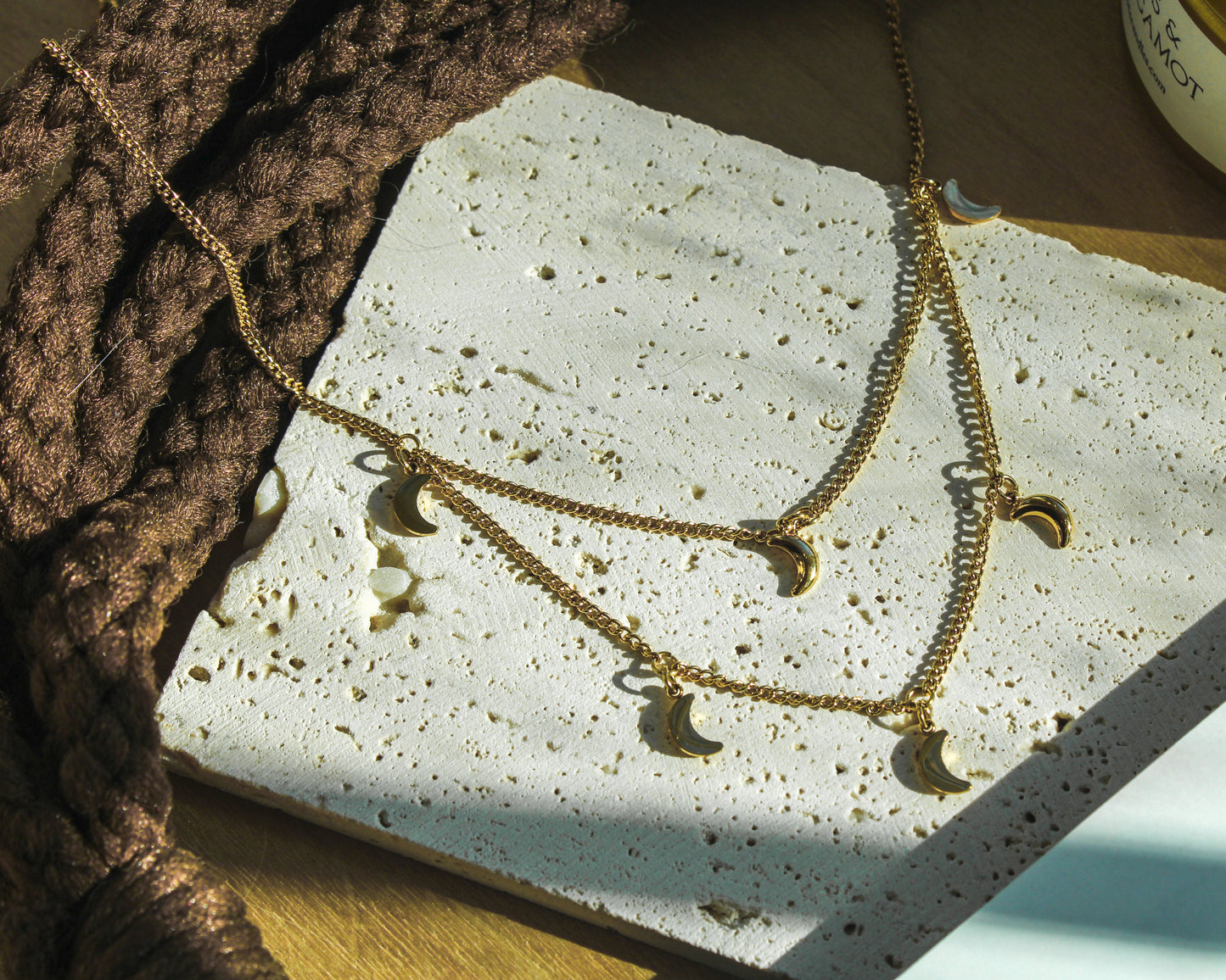 The Layered Moon Necklace - Gold